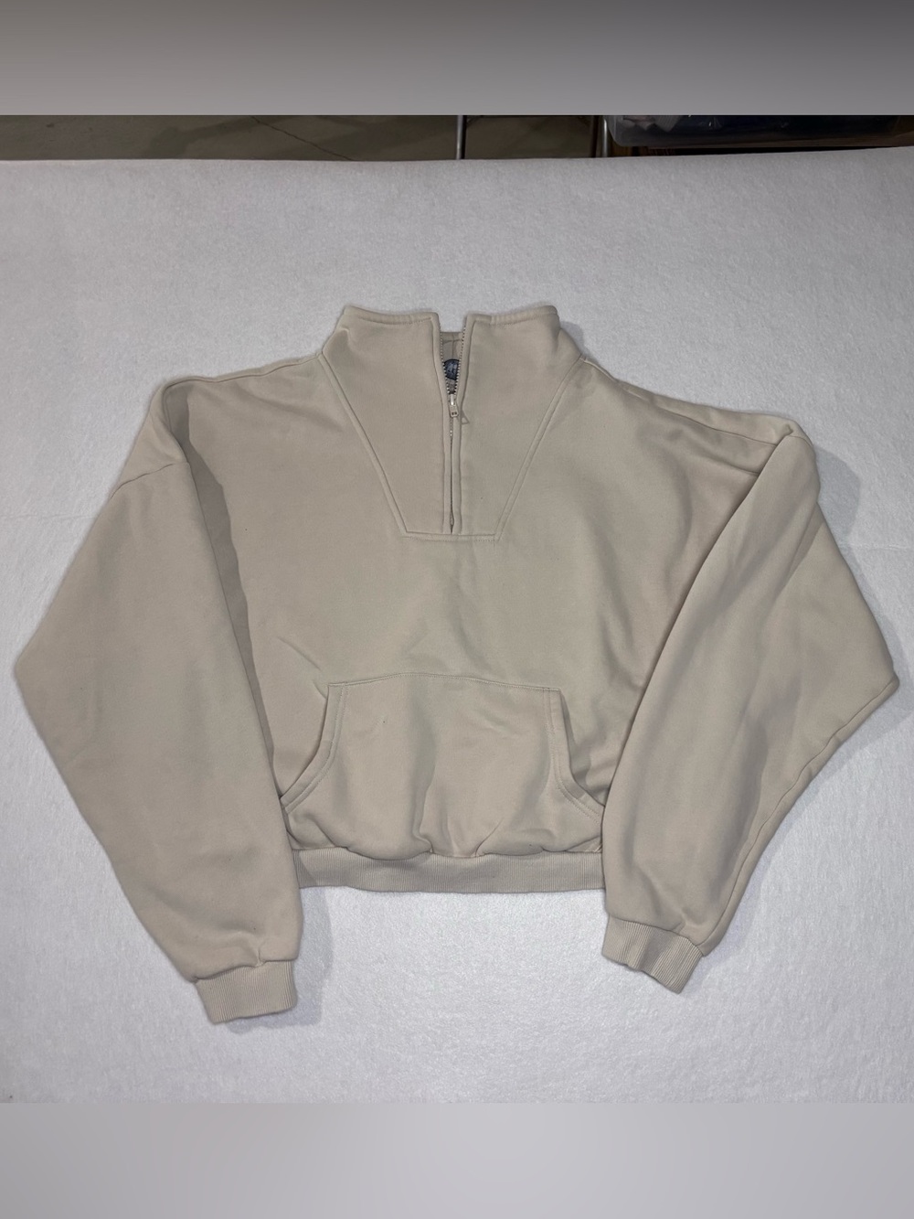 White Fox Boutique Women's 1/4 Zip-Up Sweater in Cream Size Small